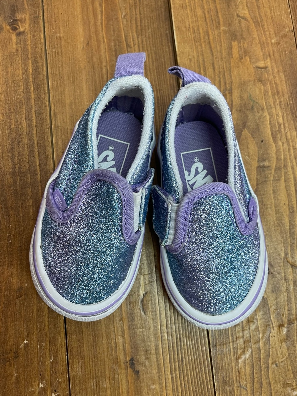 Vans slip on purple and blue glitter sneakers baby size 4